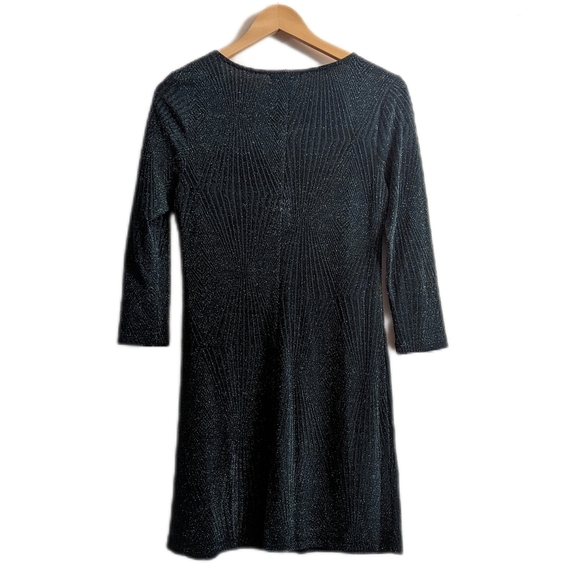 Trixxi Hunter Green Sparkly Holiday Party  3/4 Sleeve Dress - Picture 3 of 8